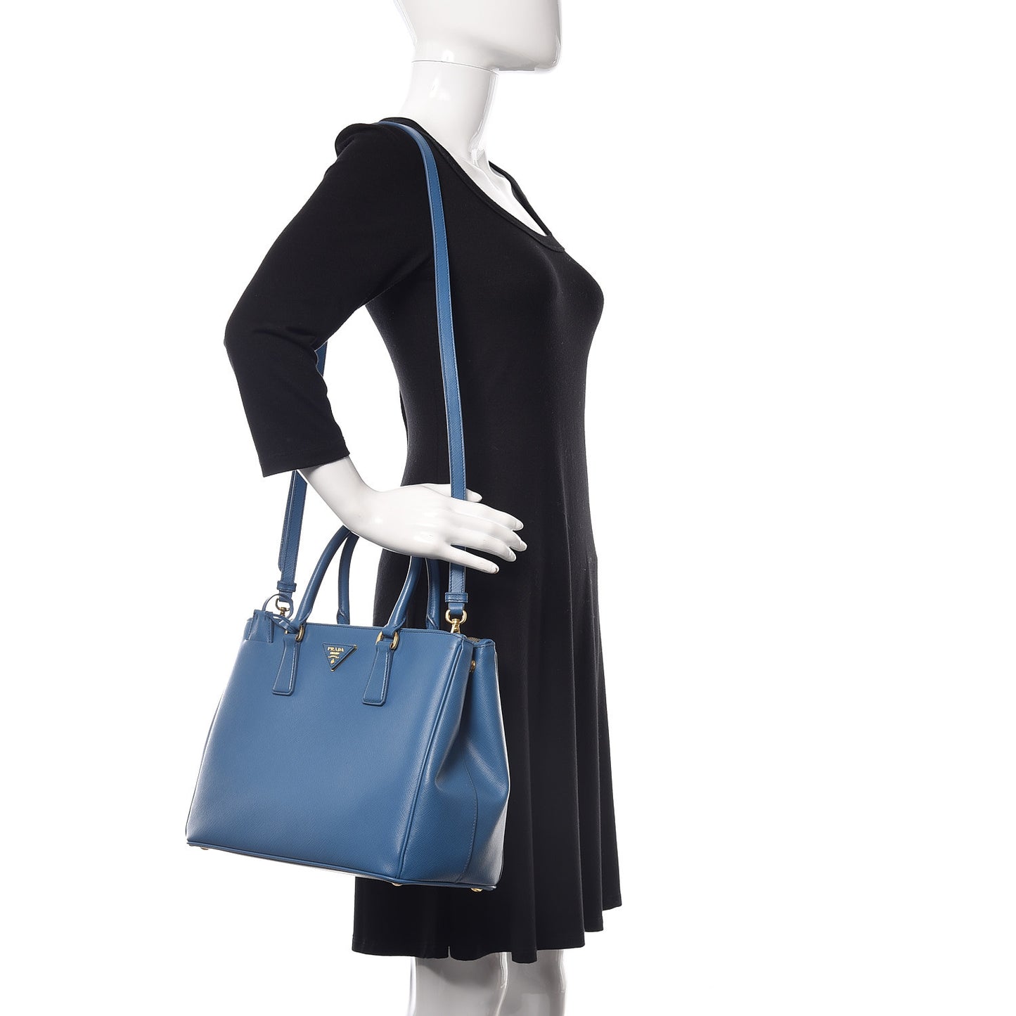 Saffiano Medium Galleria Double Zip Tote Cobalto