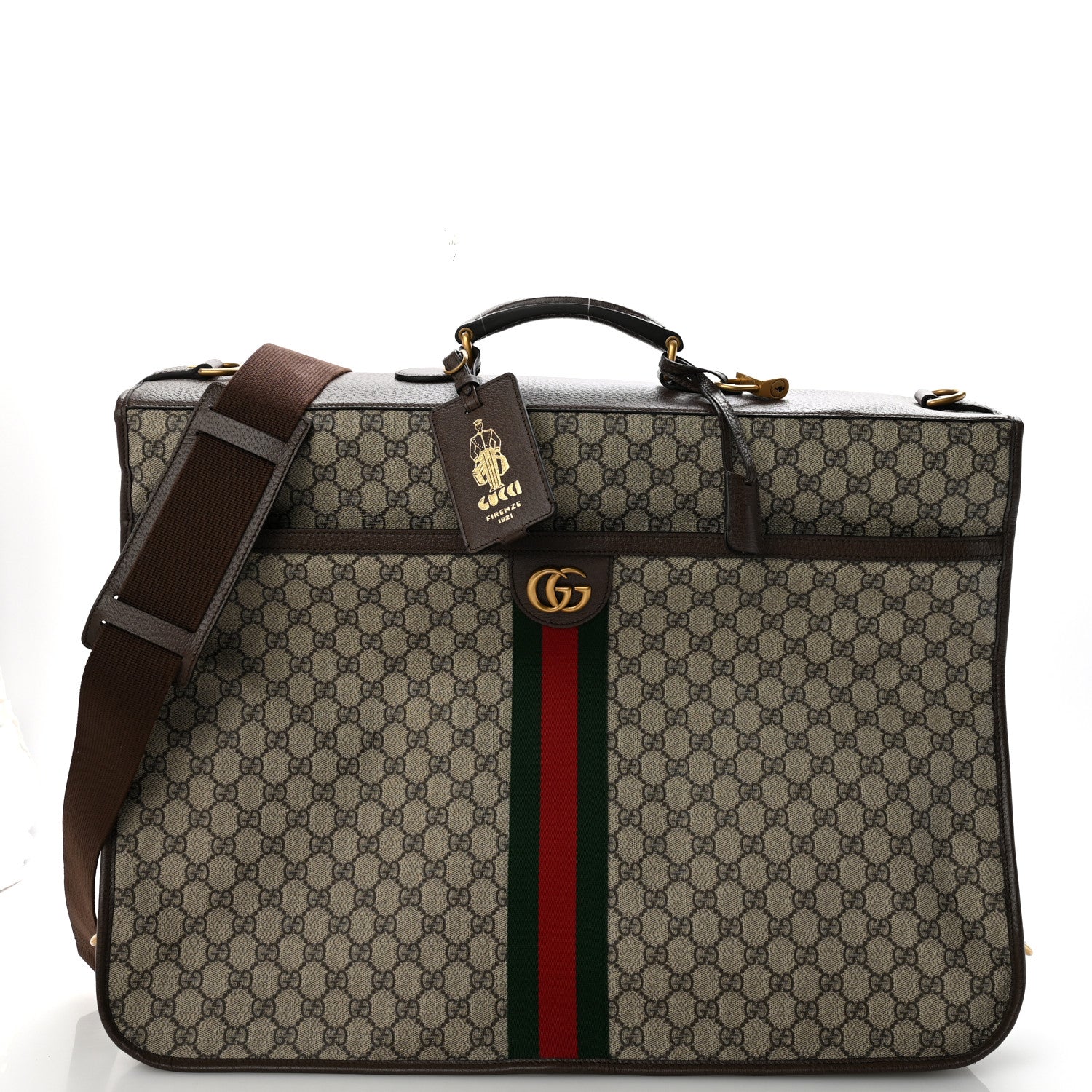 Gucci GG Supreme Monogram Web Savoy Garment Bag Beige Ebony New Acero 1 of 10