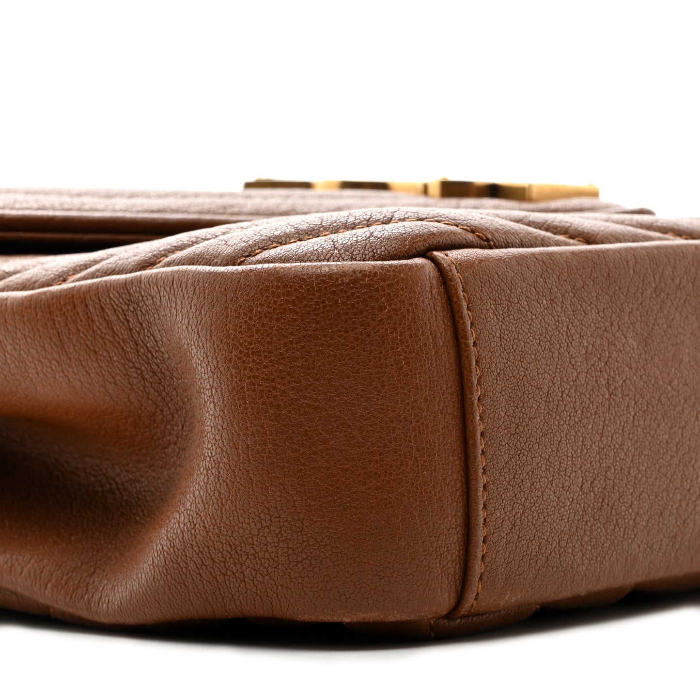 Sheepskin Matelasse Chevron Monogram Medium College Bag Brick