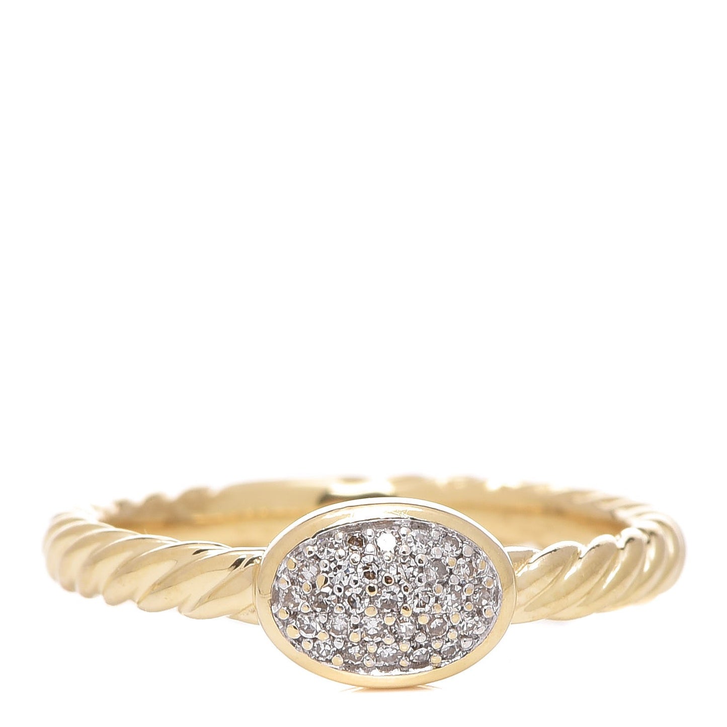 18K Yellow Gold Diamond 6mm Cable Collectibles Oval Ring 49 4.75
