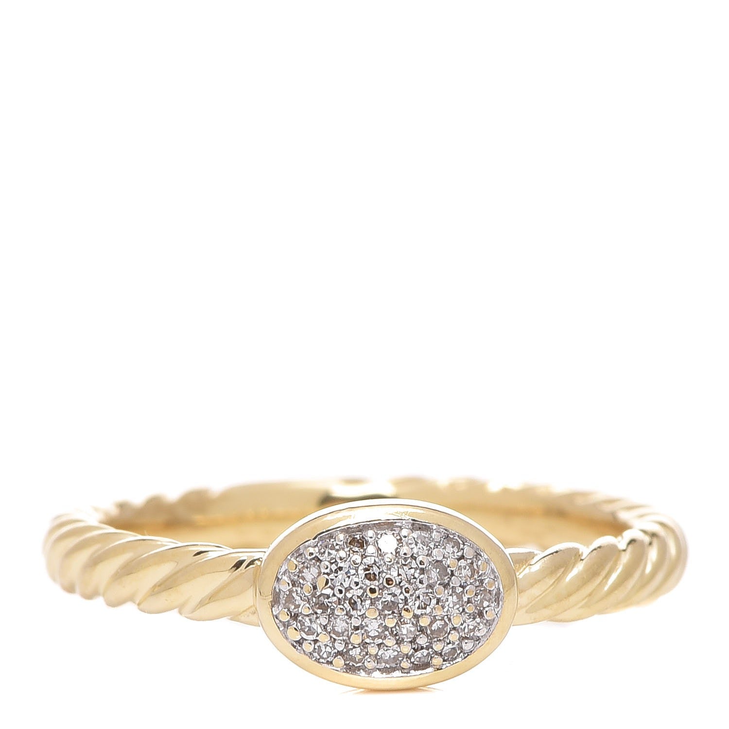 David Yurman 18K Yellow Gold Diamond 6mm Cable Collectibles Oval Ring 49 4.75 1 of 6