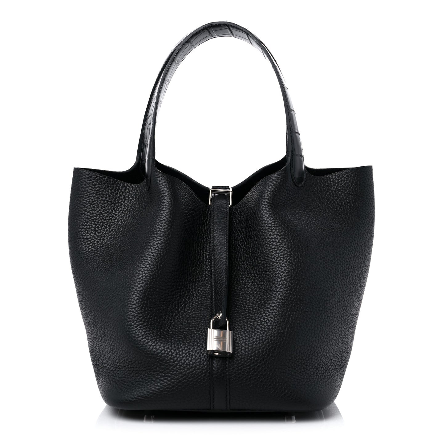 Taurillon Clemence Matte Alligator Picotin Lock Touch 22 MM Black