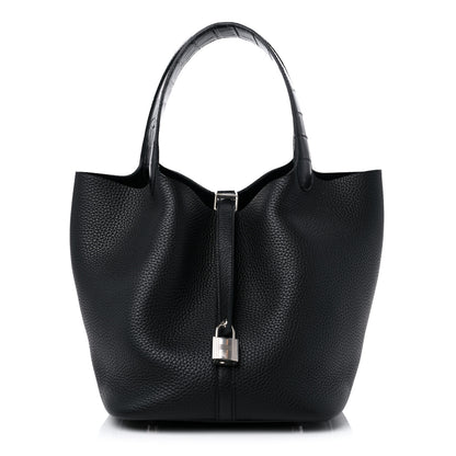 Hermes Taurillon Clemence Matte Alligator Picotin Lock Touch 22 MM Black 1 of 8