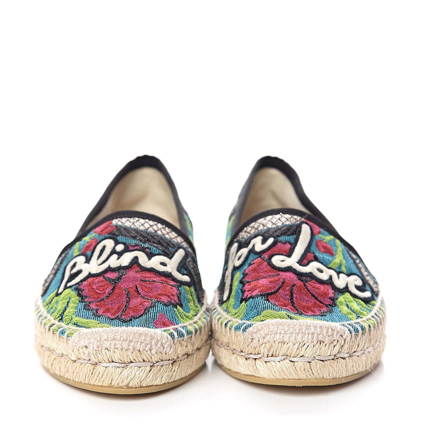 Tapestry Brocade Blind For Love Espadrilles 35.5 Acquamarine Green Black