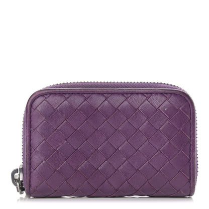 Bottega Veneta Nappa Intrecciato Zip Around Coin Purse Purple 1 of 13