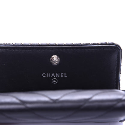 Chanel Lambskin Chevron Quilted Studded Card Holder Black 6 of 9