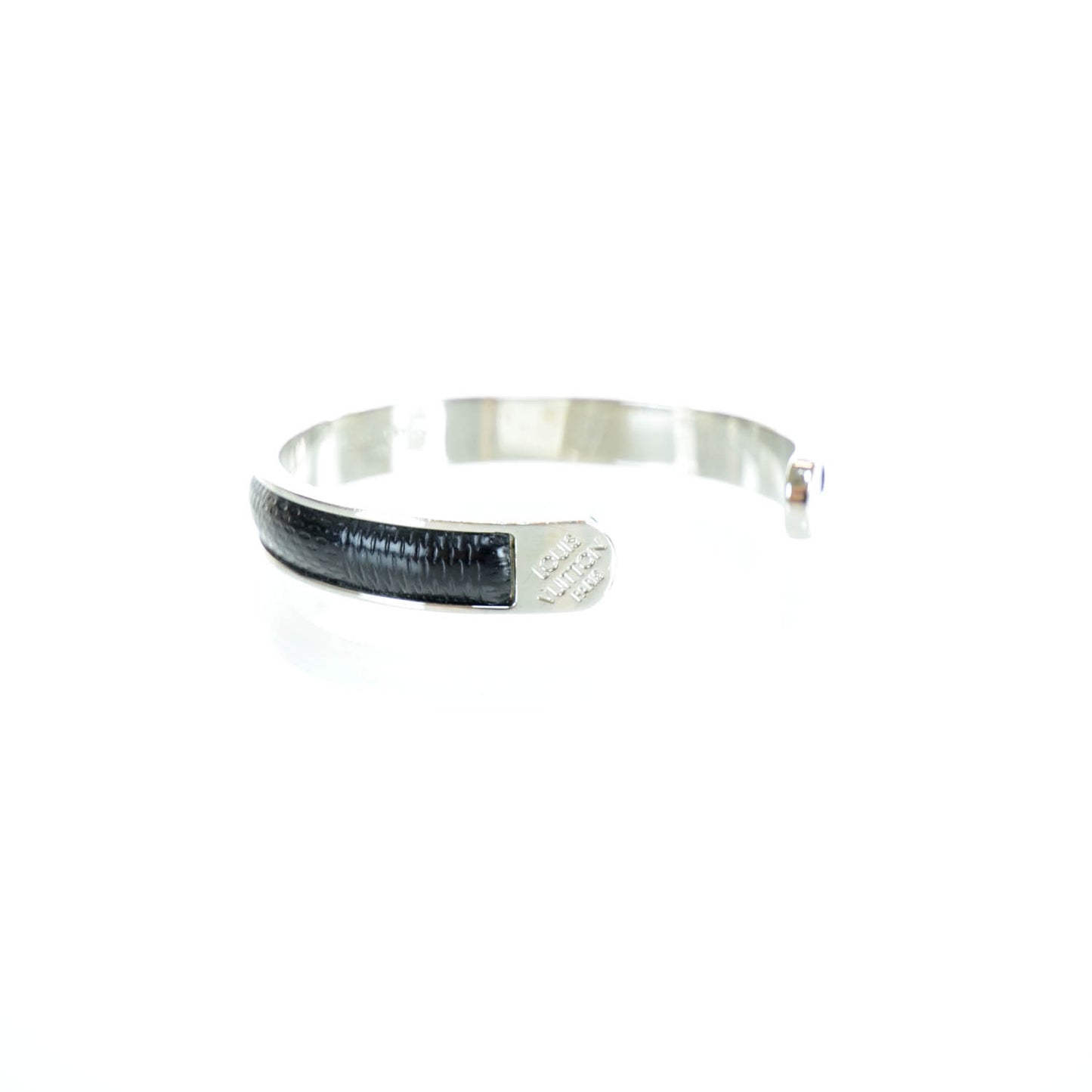 Mens Damier Embossed Leather and Palladium Soho Bracelet Black