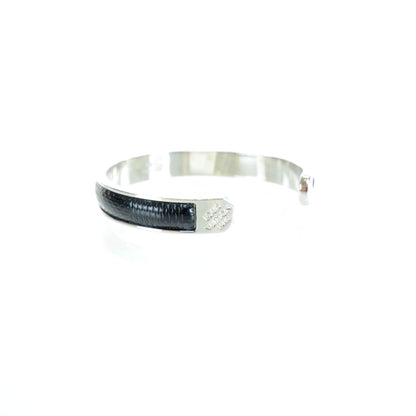 Louis Vuitton Mens Damier Embossed Leather and Palladium Soho Bracelet Black 2 of 6