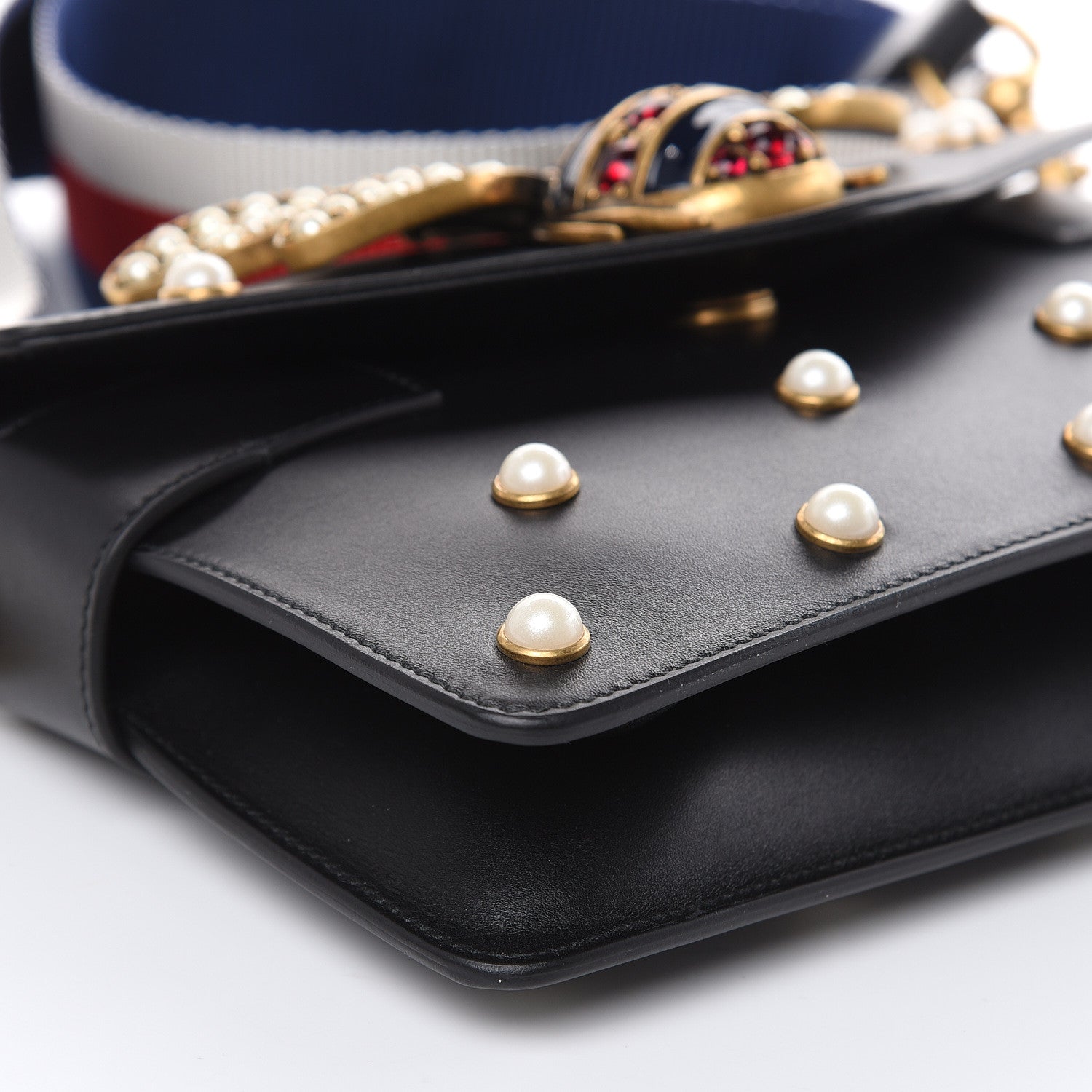 Gucci Nappa Pearl Studded Mini Queen Margaret Broadway Shoulder Bag Black 8 of 10