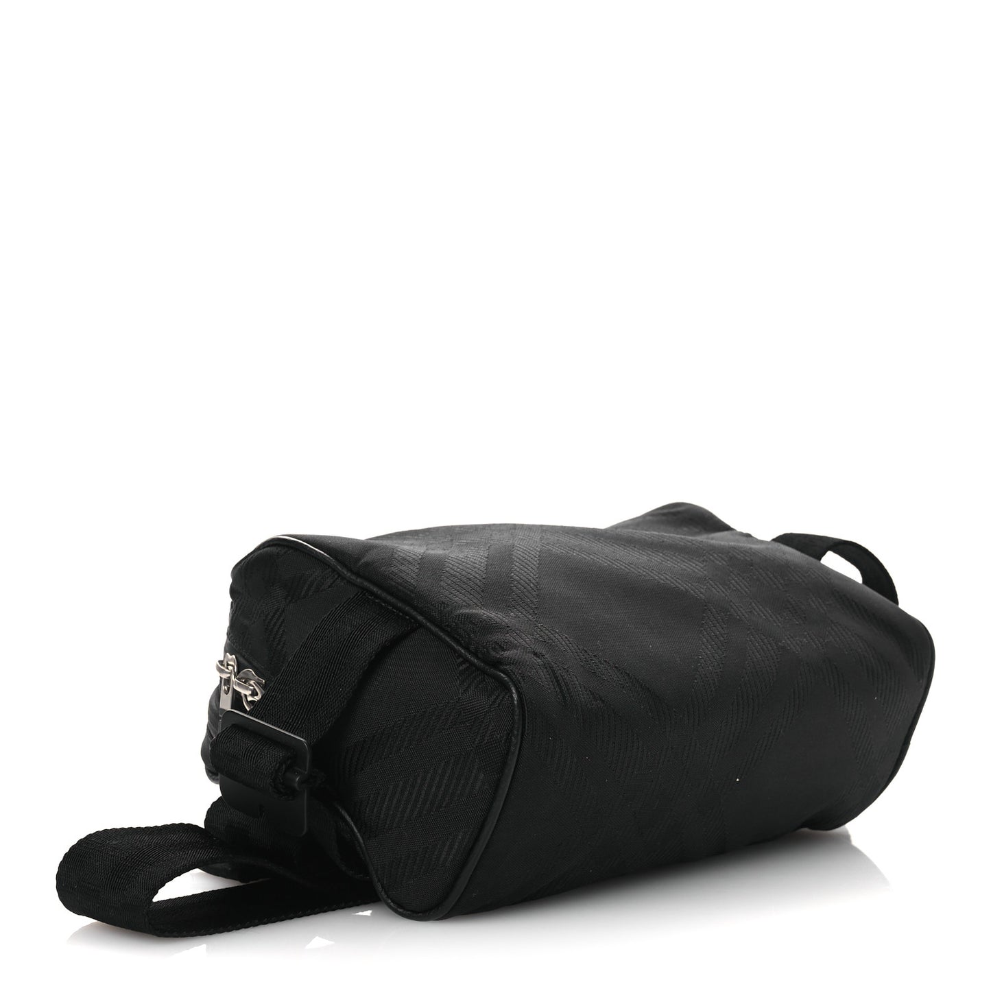 Nylon Jacquard Check Belt Bag Black