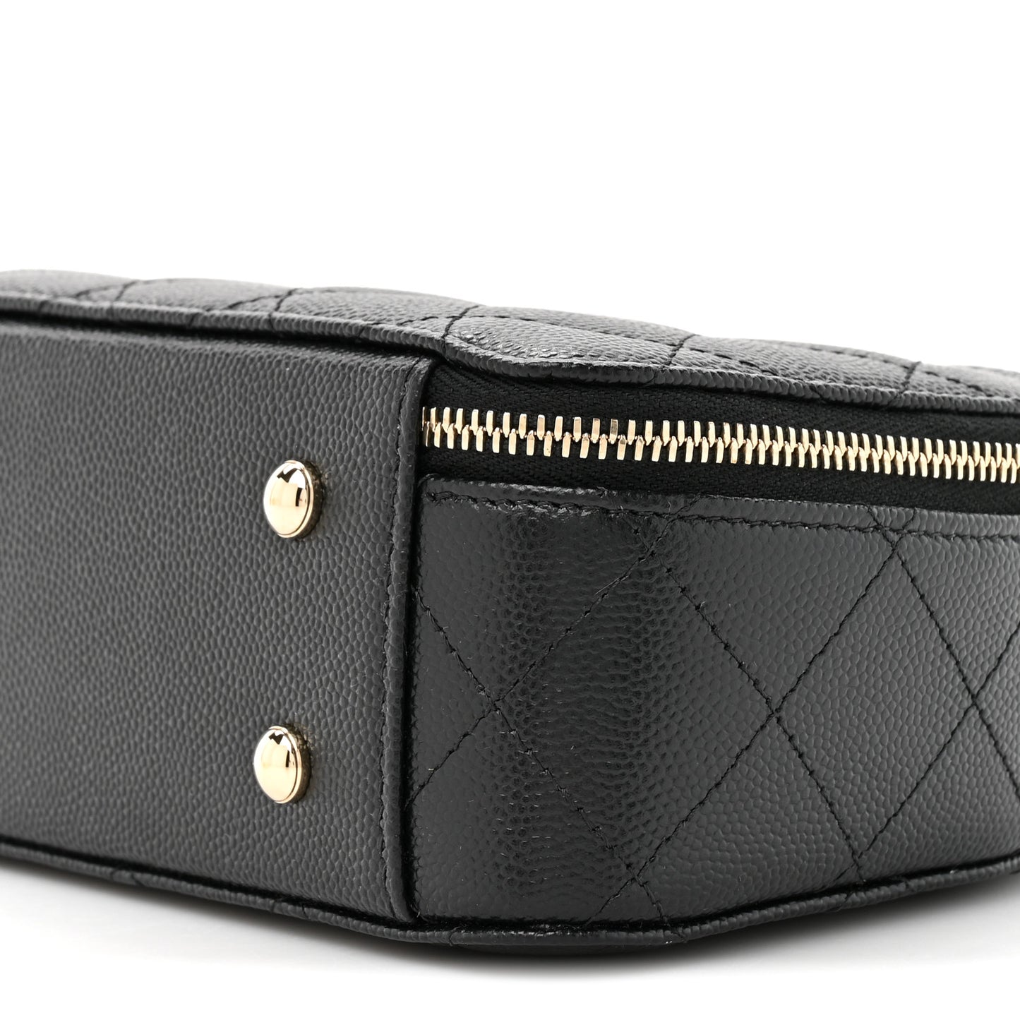 Caviar Quilted Top Handle Vanity Case Black