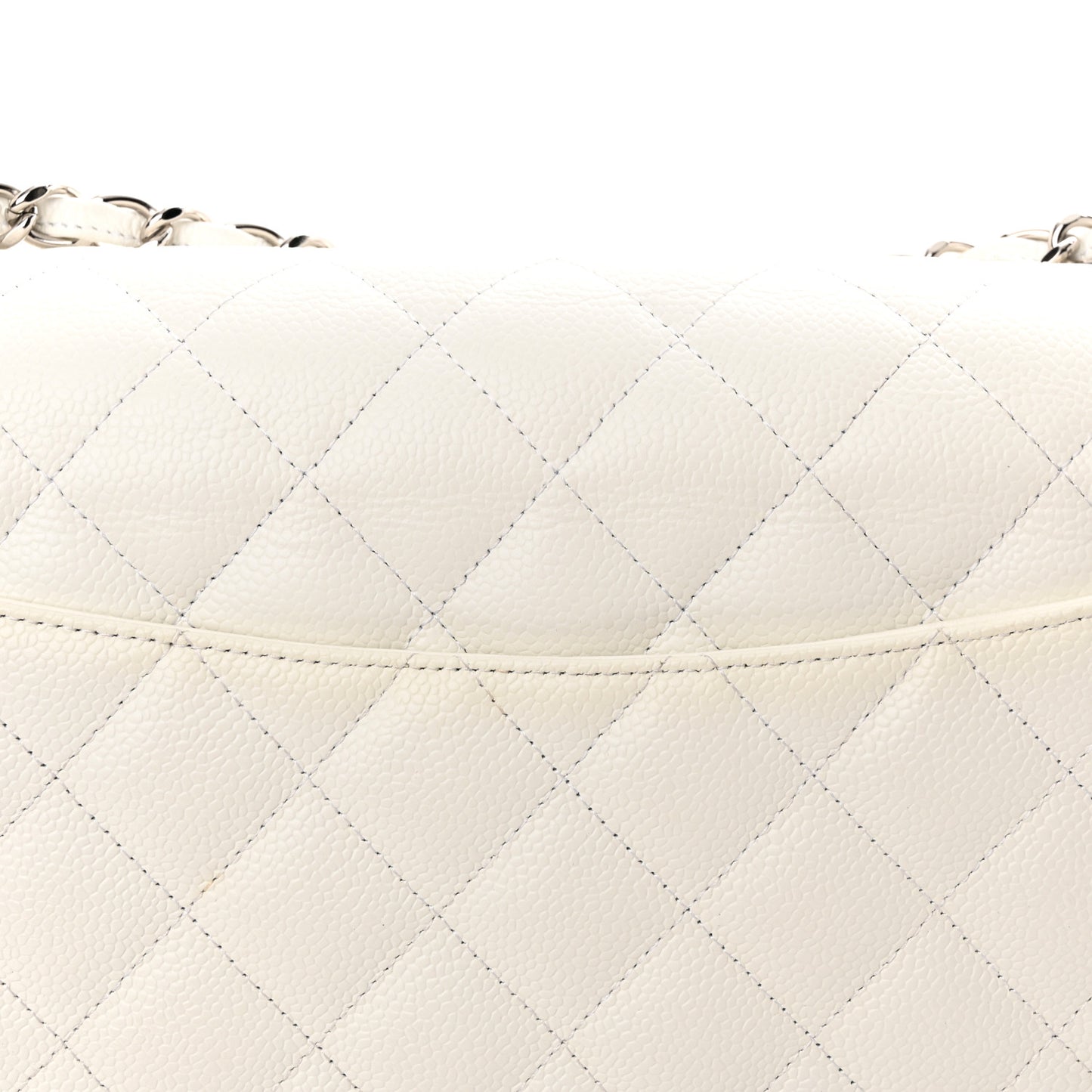 Caviar Quilted Jumbo Double Flap White