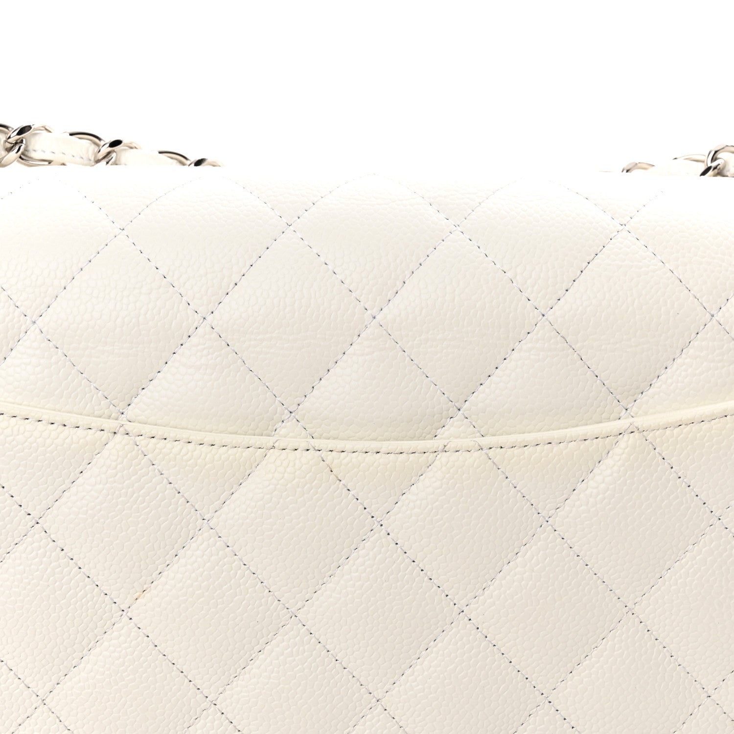 Chanel Caviar Quilted Jumbo Double Flap White 14 of 15
