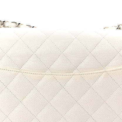Chanel Caviar Quilted Jumbo Double Flap White 14 of 15