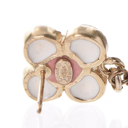 Chanel Resin Pearl CC Flower Drop Earrings Pink Beige 5 of 6