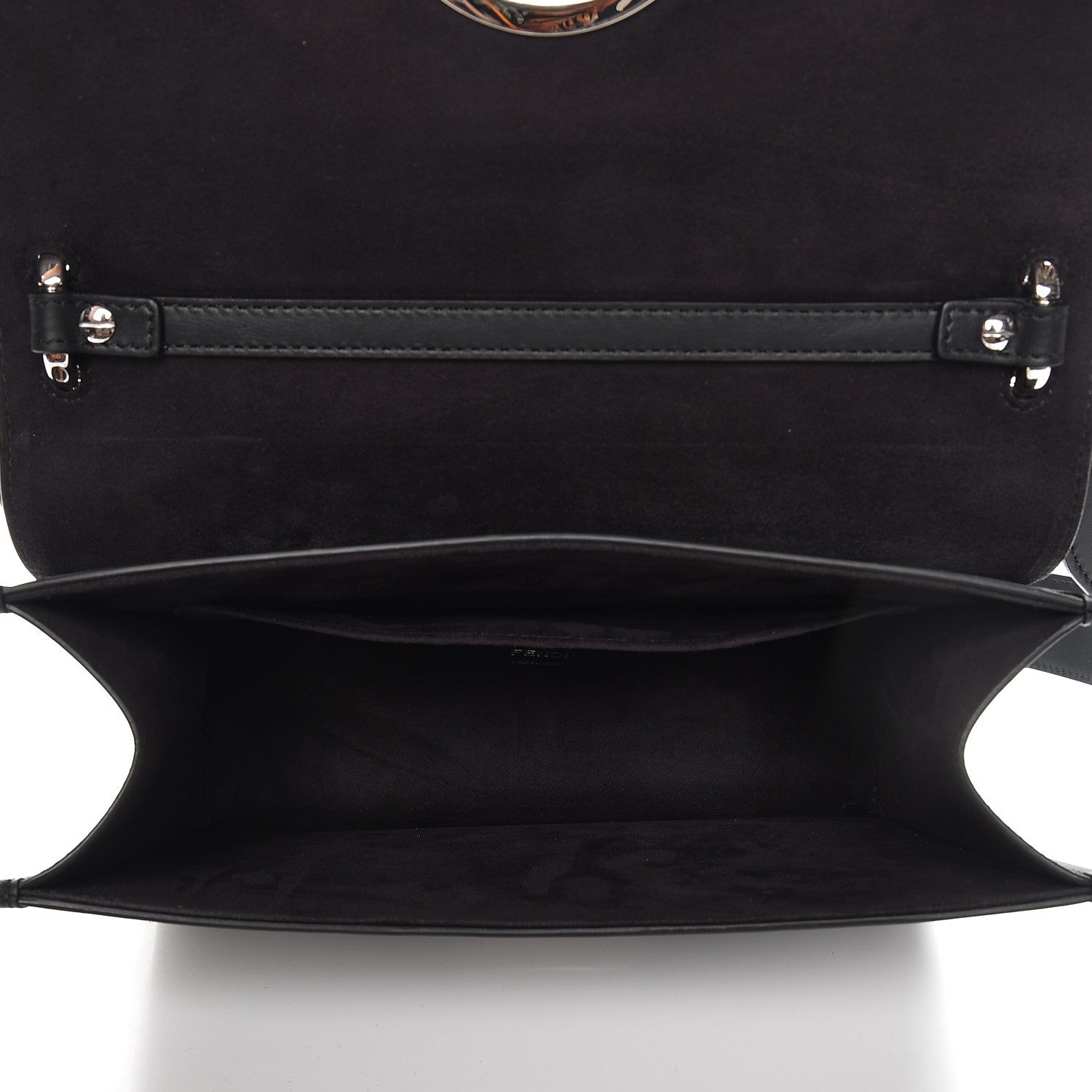 Fendi Vitello Century Velvet F is Fendi FF Kan I Shoulder Bag Black Tobacco 6 of 11