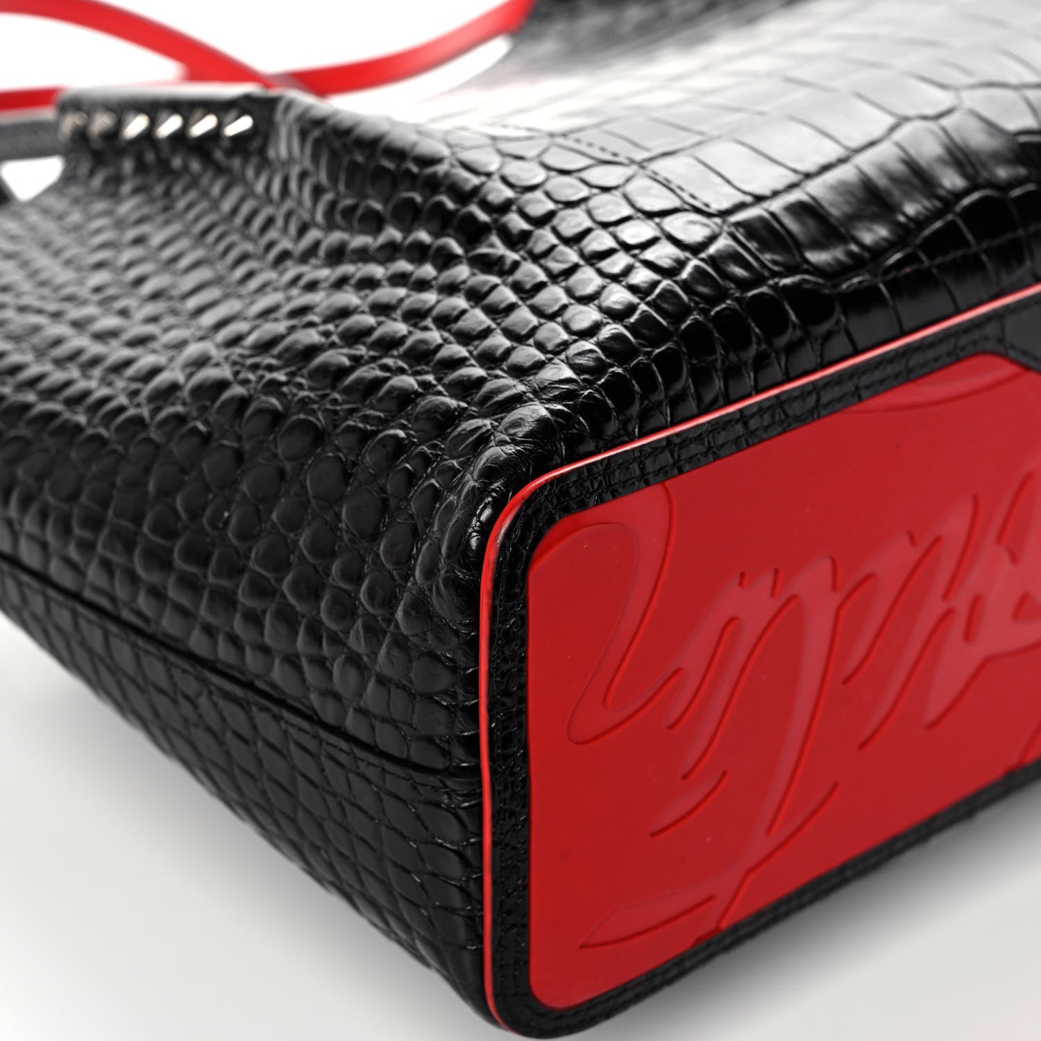 Christian Louboutin Crocodile Embossed Calfskin Spiked Small Cabarock Shopper Tote Black 11 of 16