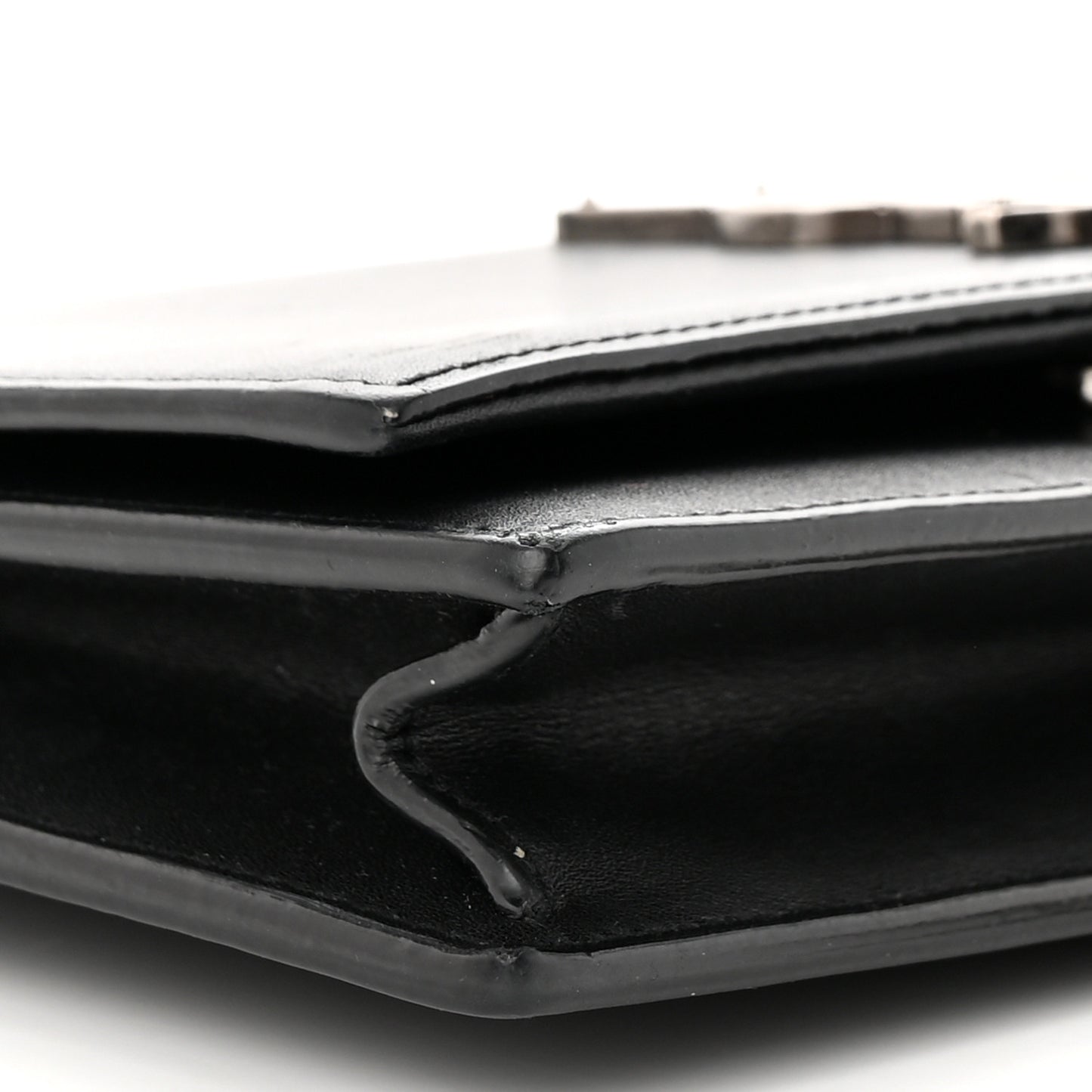 Smooth Calfskin Classic Monogram Pins Kate Tassel Chain Wallet Black