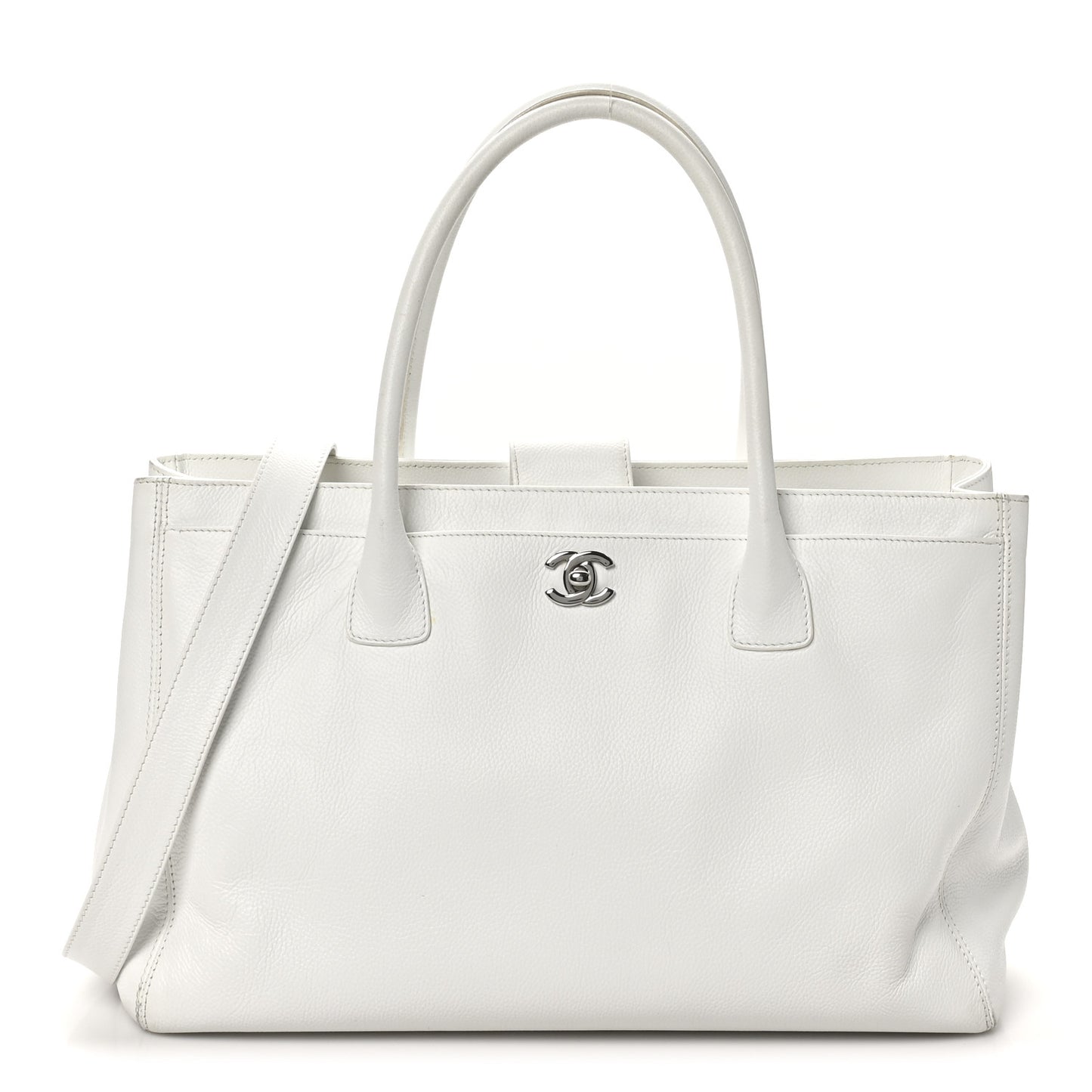 Calfskin Cerf Executive Shopper Tote White