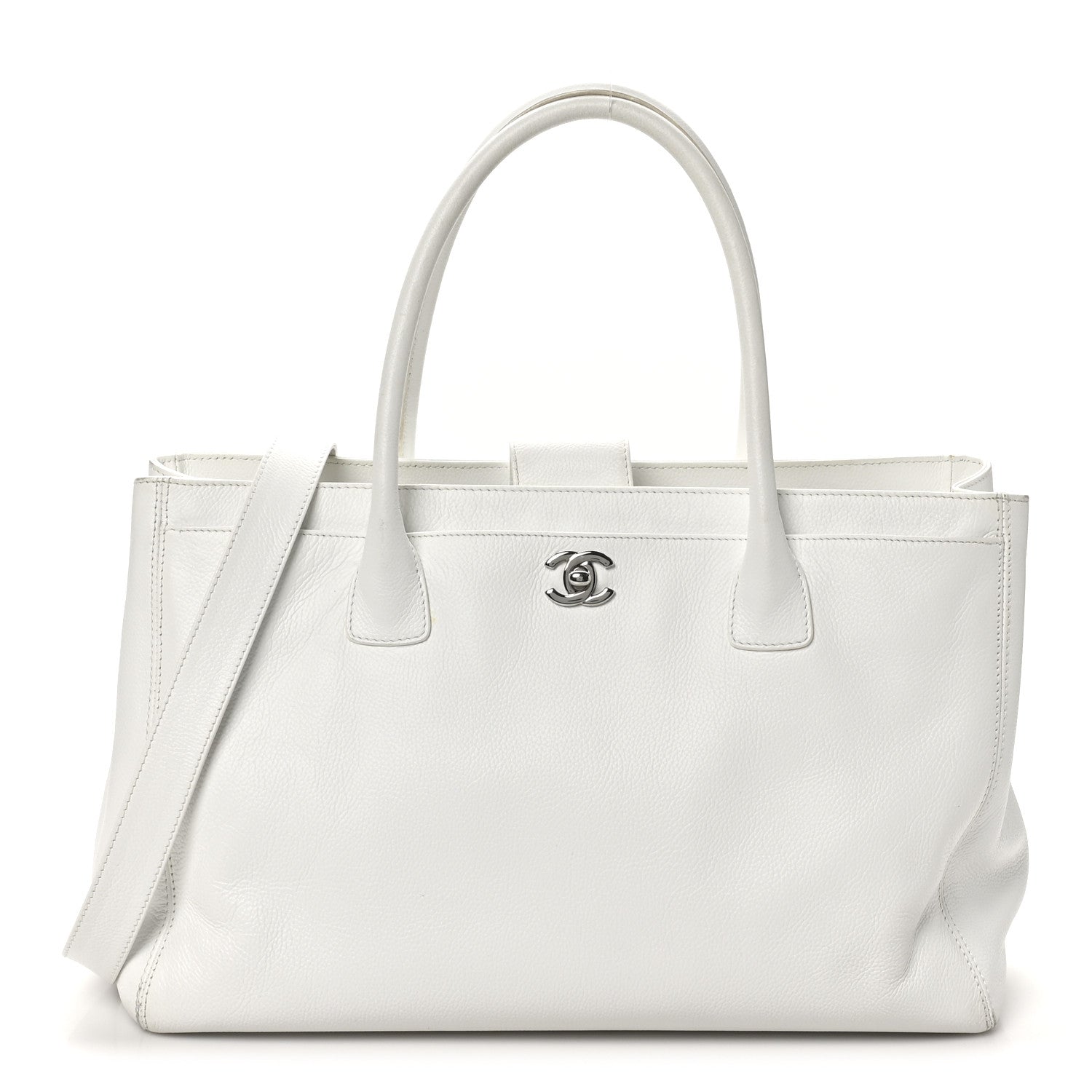Chanel Calfskin Cerf Executive Shopper Tote White 1 of 12