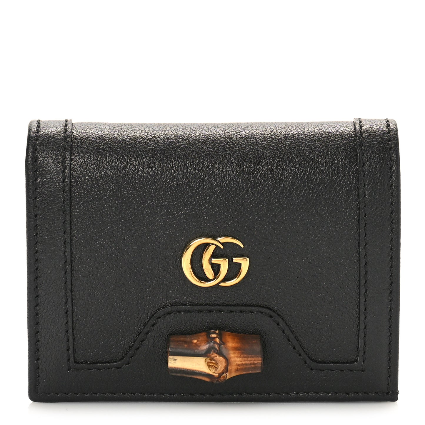 Wonka Grain Calfskin Diana Card Case Wallet Black