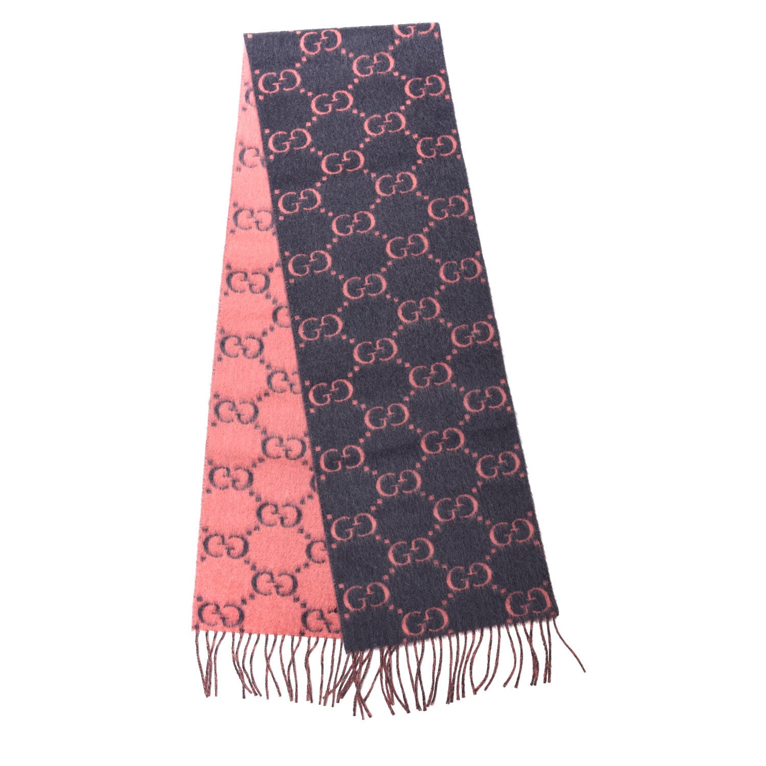Gucci Wool Alpaca GG Monogram Lady Big GG Rock Scarf Graphite Pink 2 of 4