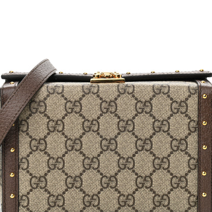 Gucci GG Supreme Monogram Textured Dollar Calfskin Mini Trunk Shoulder Bag Beige Ebony New Acero 8 of 10