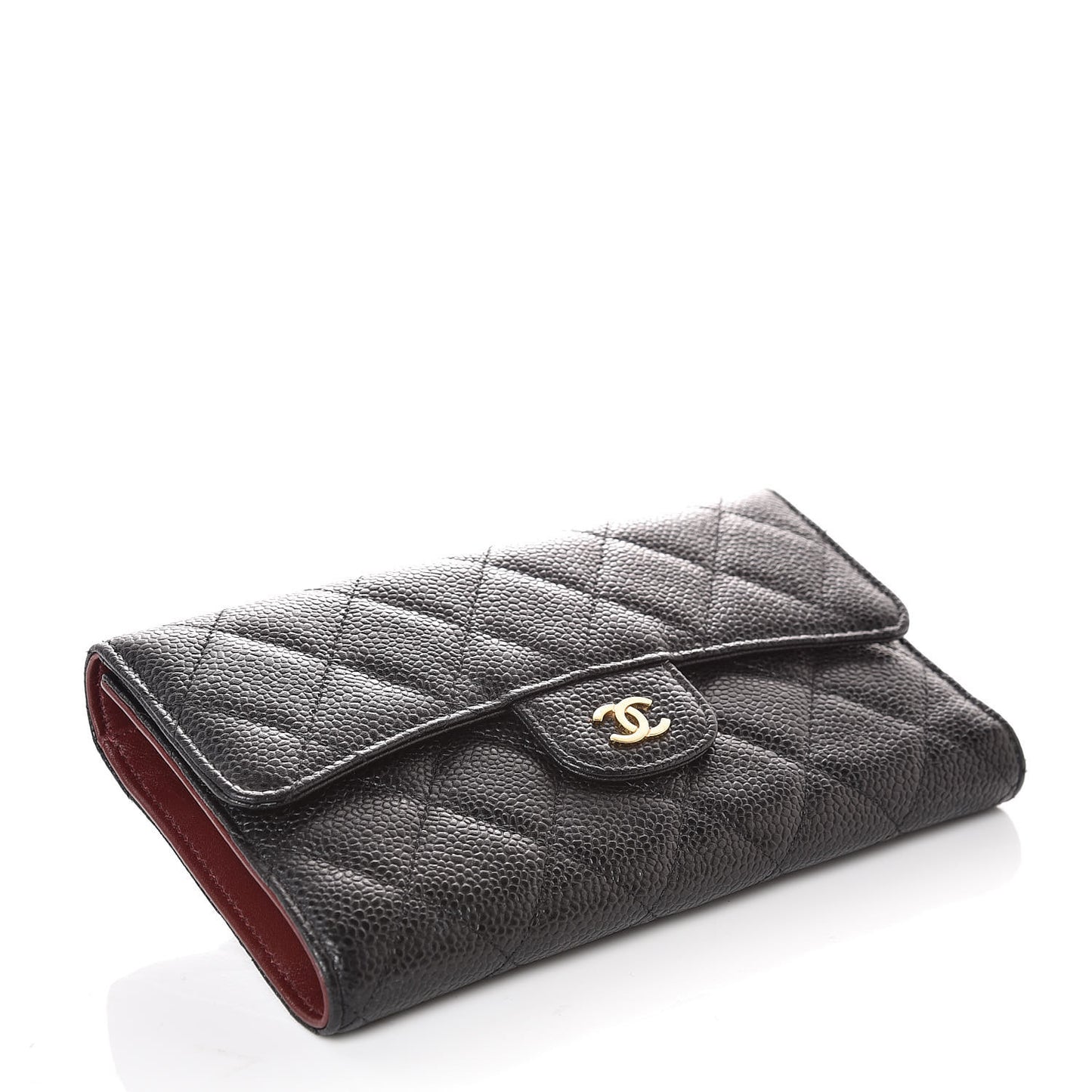 Caviar Quilted Large Flap Wallet Black