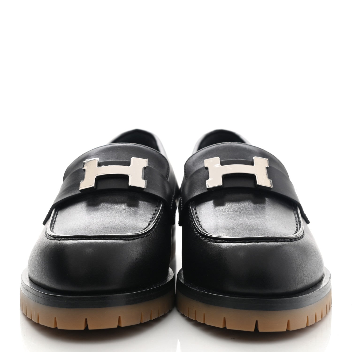 Hermes Calfskin Womens Faubourg Loafers 36.5 Black 2 of 11
