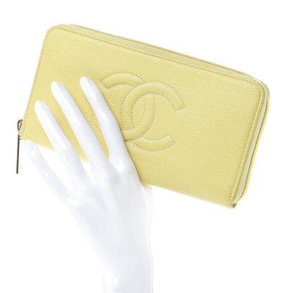 Chanel Caviar Large Timeless CC Zip Around Wallet Yellow 2 of 8