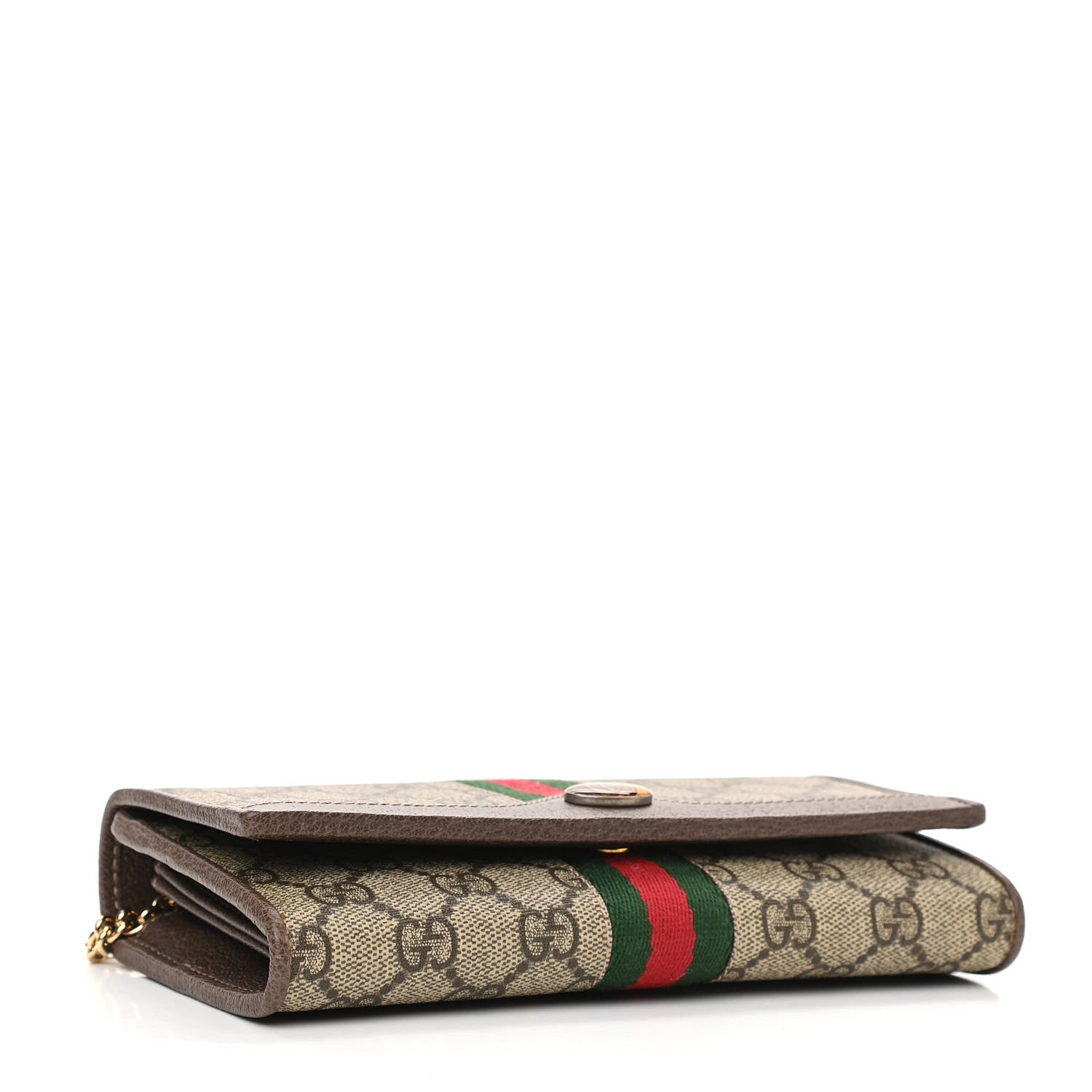 Gucci GG Supreme Monogram Web Ophidia Wallet On Chain Brown 4 of 14