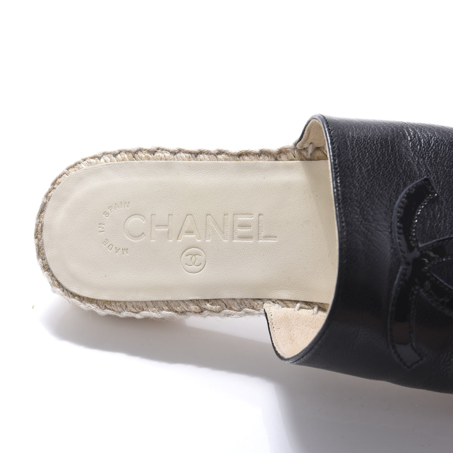 Chanel Iridescent Goatskin Patent CC Espadrille Mules 36 Black 7 of 8