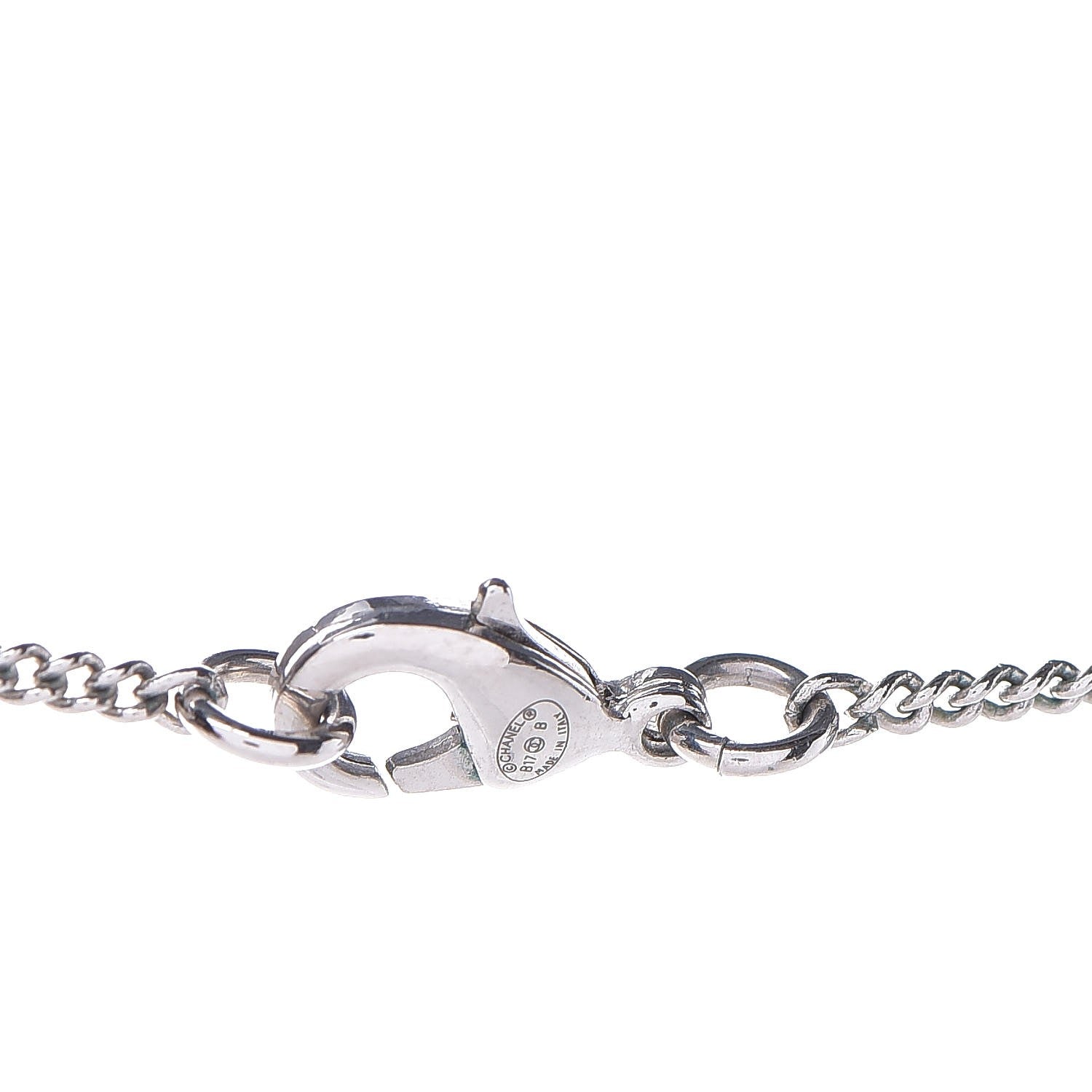 Chanel Baguette Crystal CC Pendant Necklace Silver 5 of 6