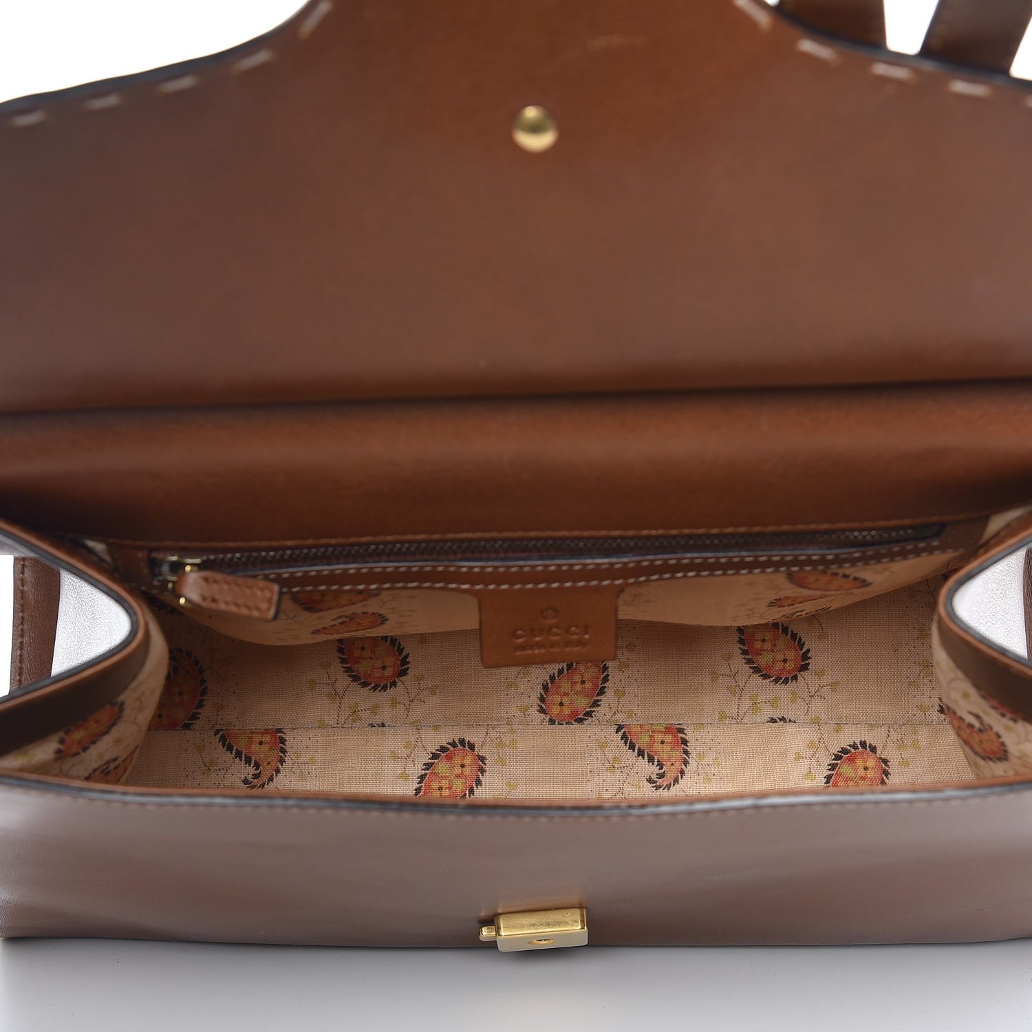 Gucci Calfskin Small GG Marmont Top Handle Bag Brown 5 of 11