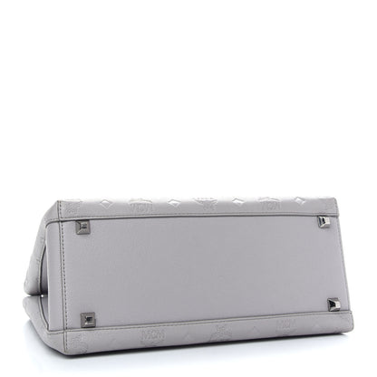 MCM Calfskin Ottomar Monogram Sarah Convertible Hobo Dove 4 of 9