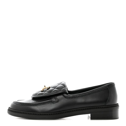 Chanel Lambskin Quilted CC Turnlock Loafers 39.5 Black 1 of 9
