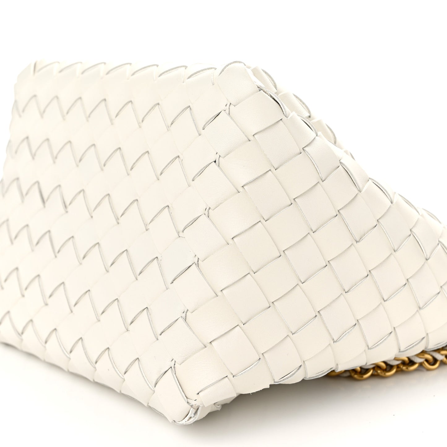 Nappa Intrecciato Small Parachute Chain Shoulder Bag Chalk