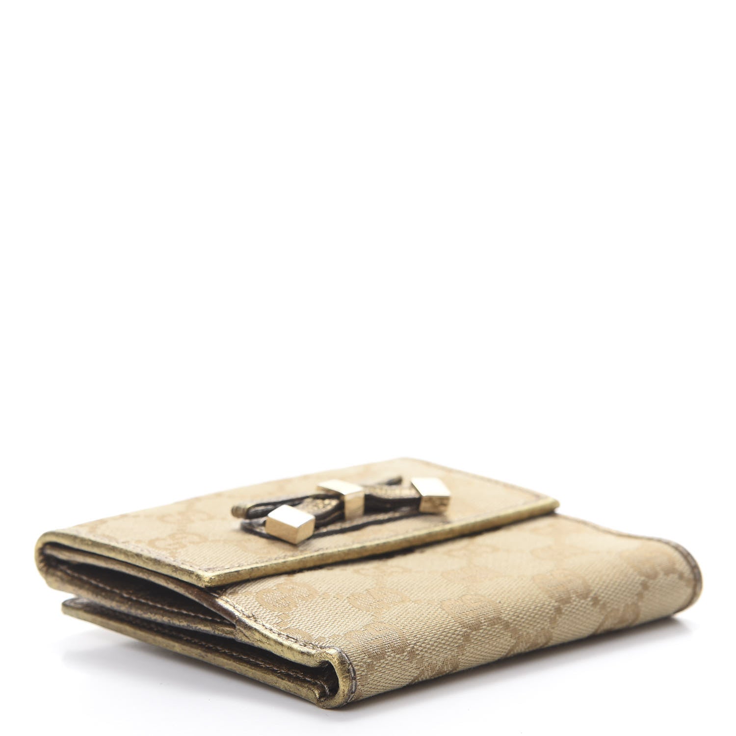 Gucci Monogram Princy Compact French Flap Wallet Gold 4 of 13