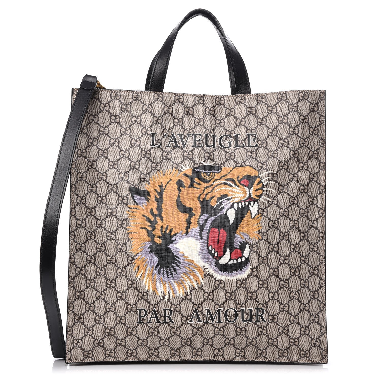 Gucci GG Supreme Monogram L'Aveugle Par Amour Print Vertical Tote Black 1 of 8