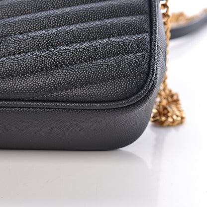 Saint Laurent Grain De Poudre Matelasse Monogram Mini Lou Camera Bag Dark Smog 12 of 13