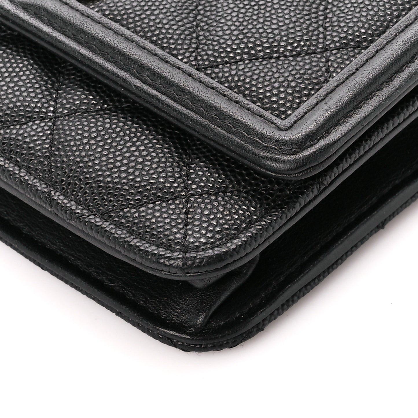 Caviar Quilted CC Filigree Wallet On Chain WOC Black