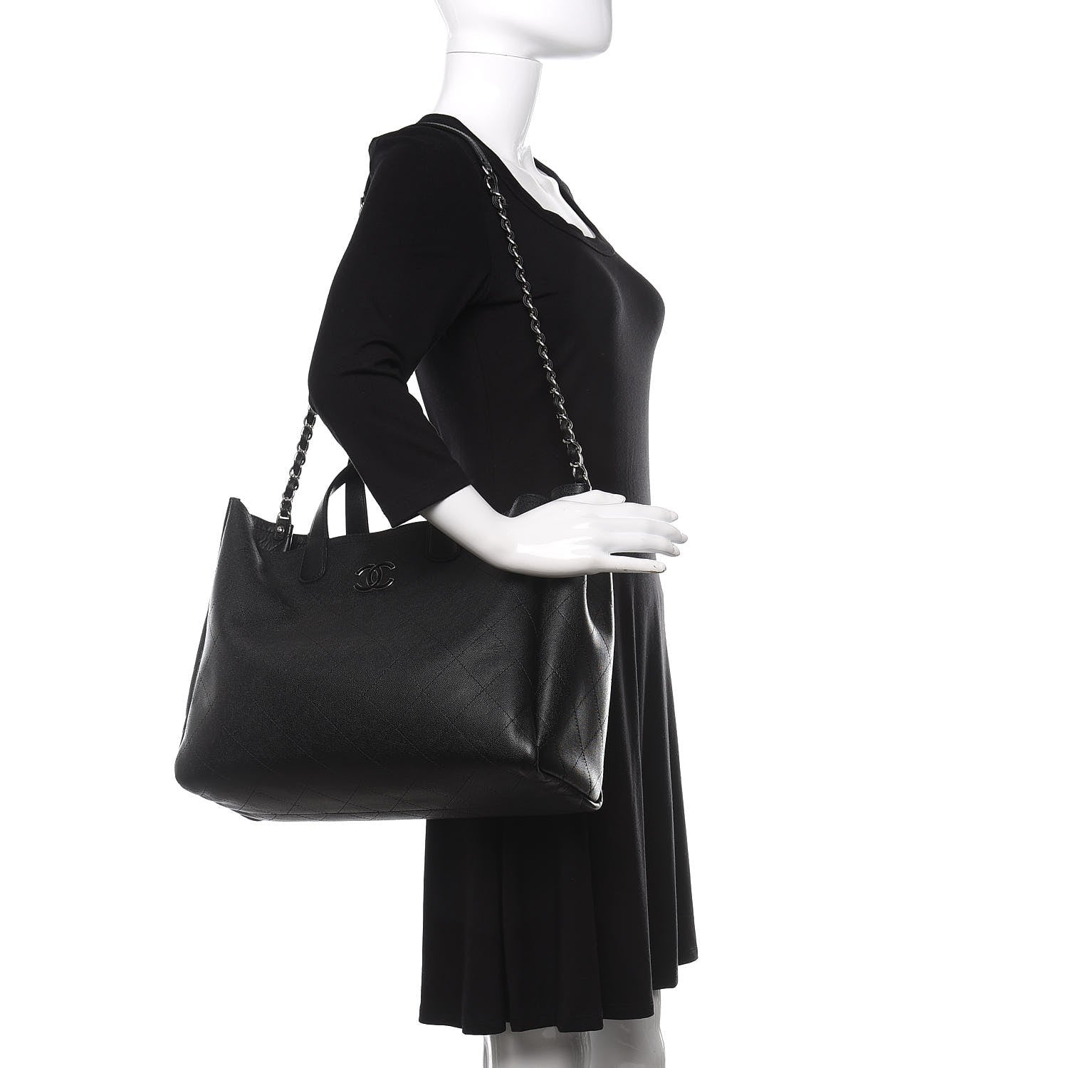 Chanel Caviar Stitched Large Shopping Tote Black 2 of 12
