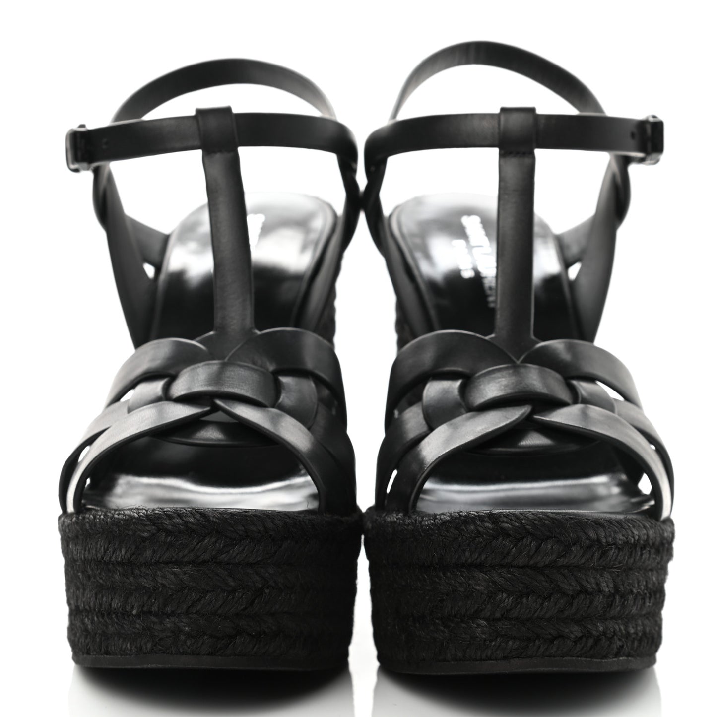 Calfskin Tribute 95 Platform Espadrille Wedge Sandals 39 Black