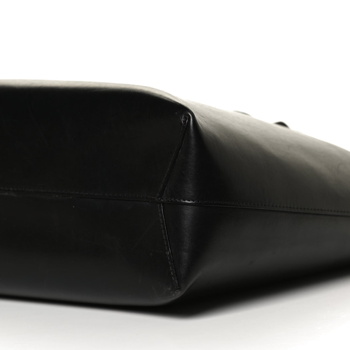 Calfskin Small Shopping Tote Black Flamma