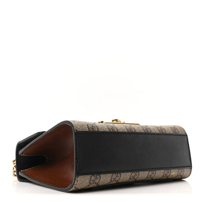 Gucci GG Supreme Monogram Calfskin Small Padlock Shoulder Bag Beige Black Cuir 4 of 10