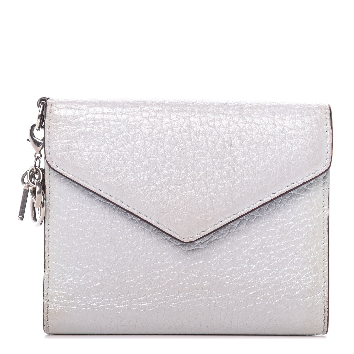 Christian Dior Bullcalf Diorissimo Medium Envelope Wallet Silver 1 of 10