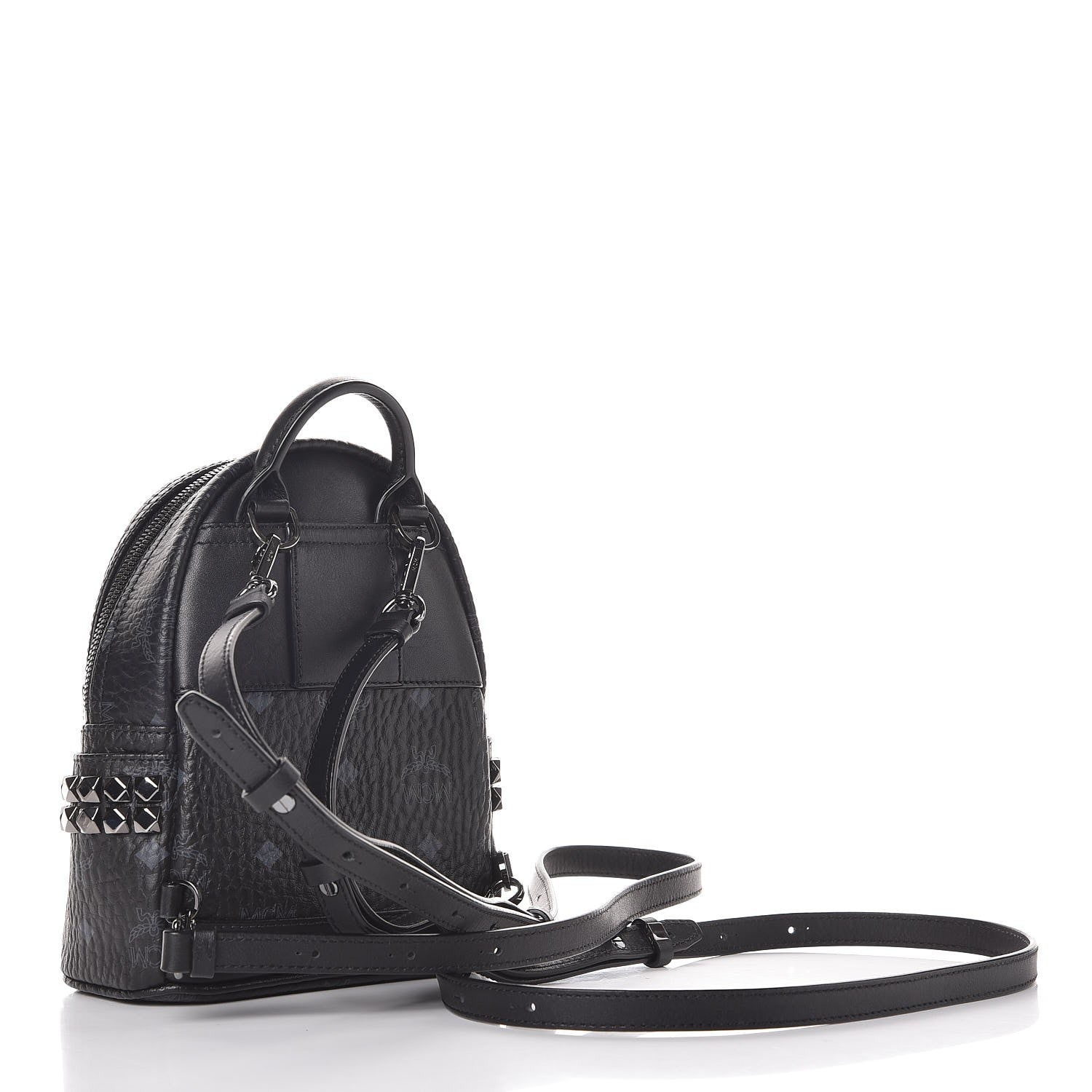 MCM Visetos Studded X-Mini Bebe Boo Backpack Black 3 of 8