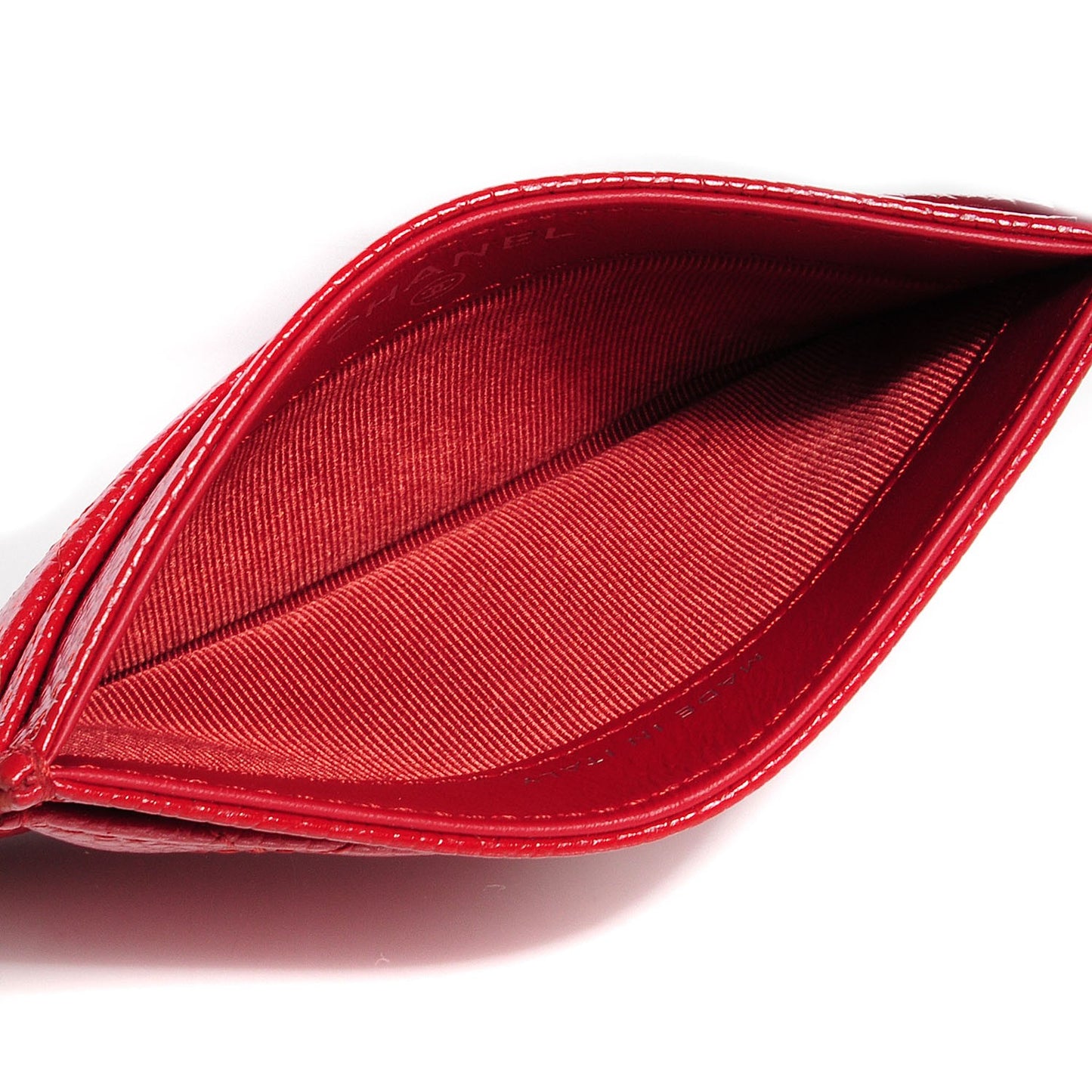 Caviar Quilted Card Holder Dark Red