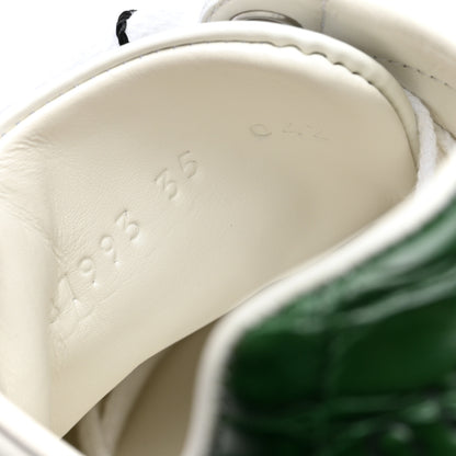 Gucci Calfskin Crocodile Web Womens Ace Sneakers 35 White Green 8 of 9