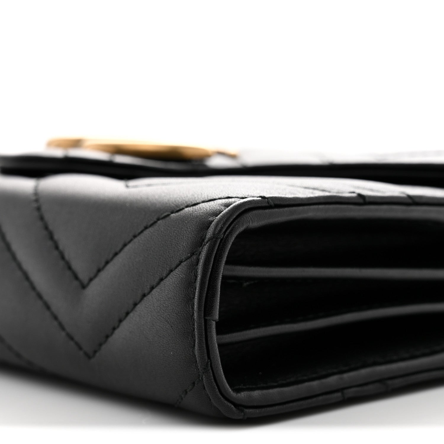 Gucci Calfskin Matelasse GG Marmont Chain Wallet Black 10 of 11